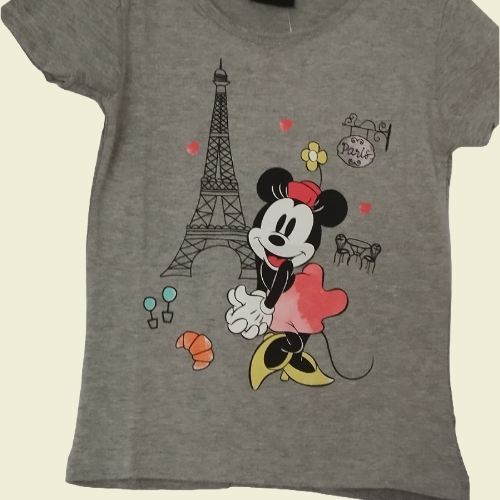 Mädchen T-Shirt  Paris Design Grau, Baumwolle und Polyester, Verschiedene Größen - Perfektsua