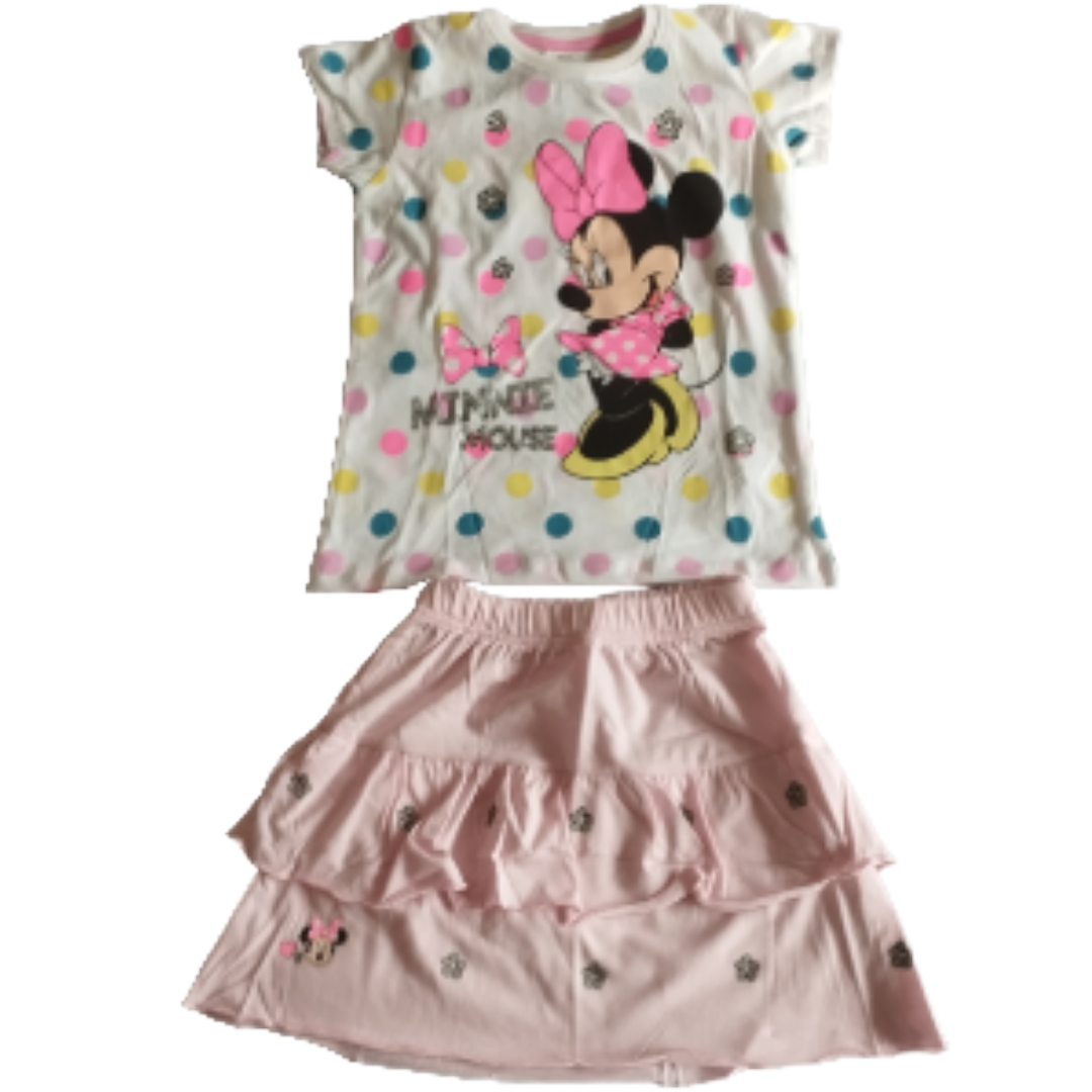 Kinderbekleidungs Set aus 100% Baumwolle, buntes Design, T-Shirt und Rock, verschiedene Größen