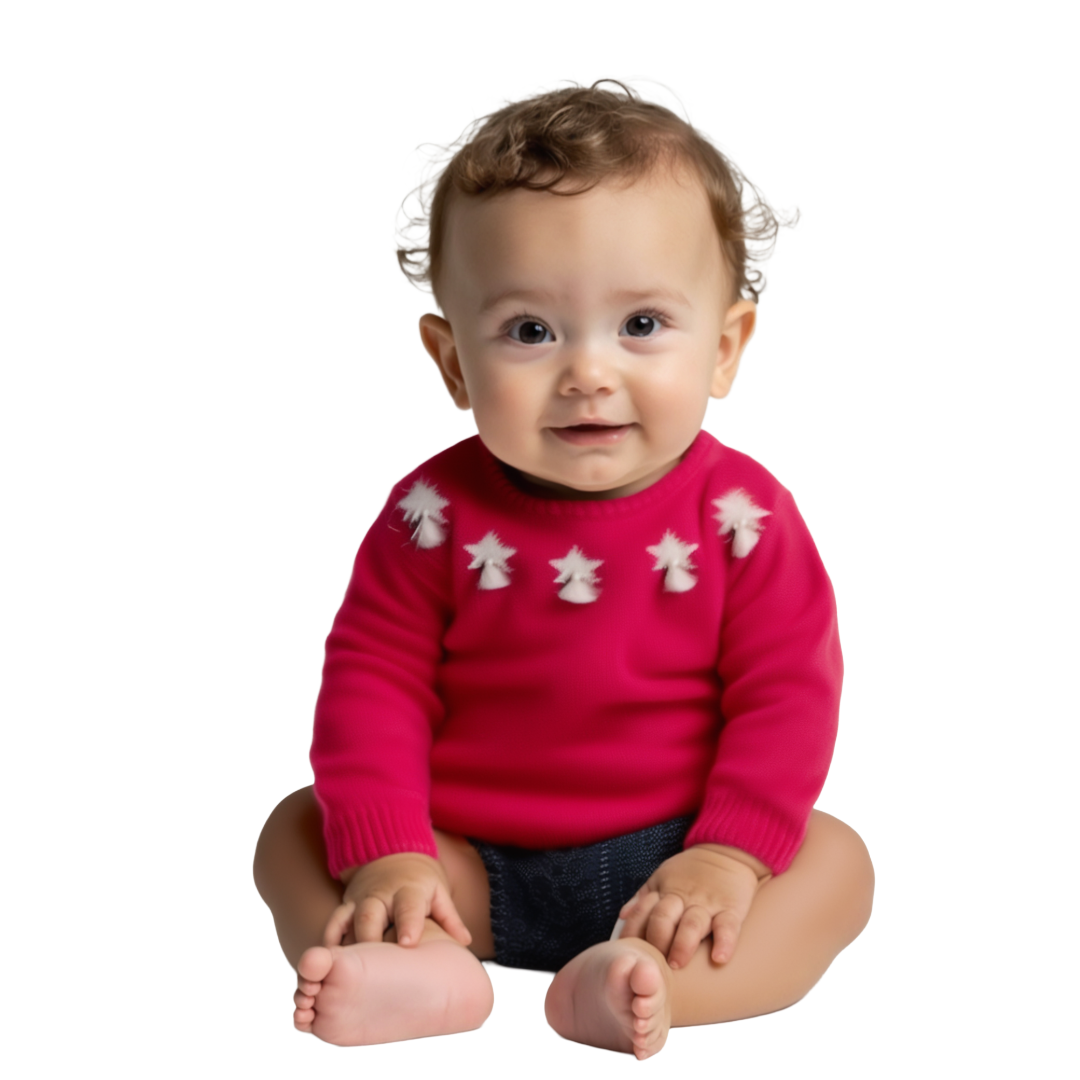 Bequemer Kinderpullover Rot mit Dekorativen Motiven, Perfekt für Alltag und Spiel