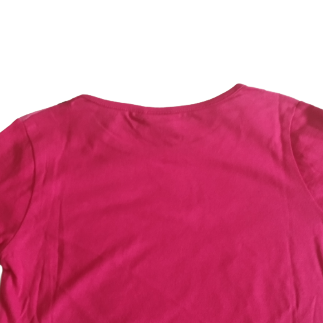Kinder T-Shirt aus 100% Baumwolle,  Fuchsia mit Druck, Langlebig und Bequem