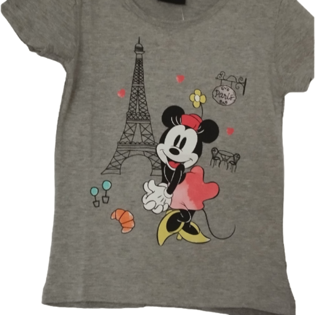 Mädchen T-Shirt  Paris Design Grau, Baumwolle und Polyester, Verschiedene Größen