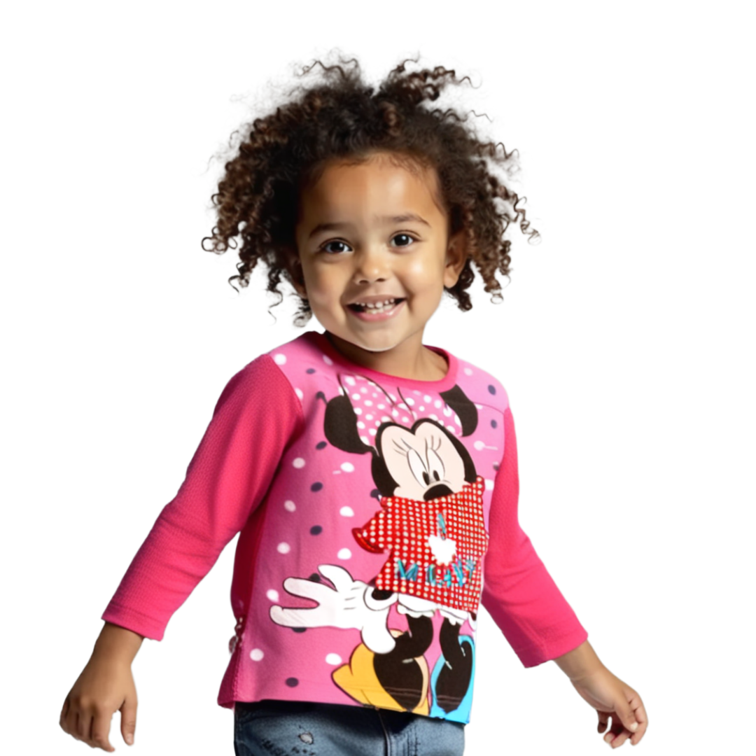 Kinder T-Shirt aus 100% Baumwolle,  Fuchsia mit Druck, Langlebig und Bequem