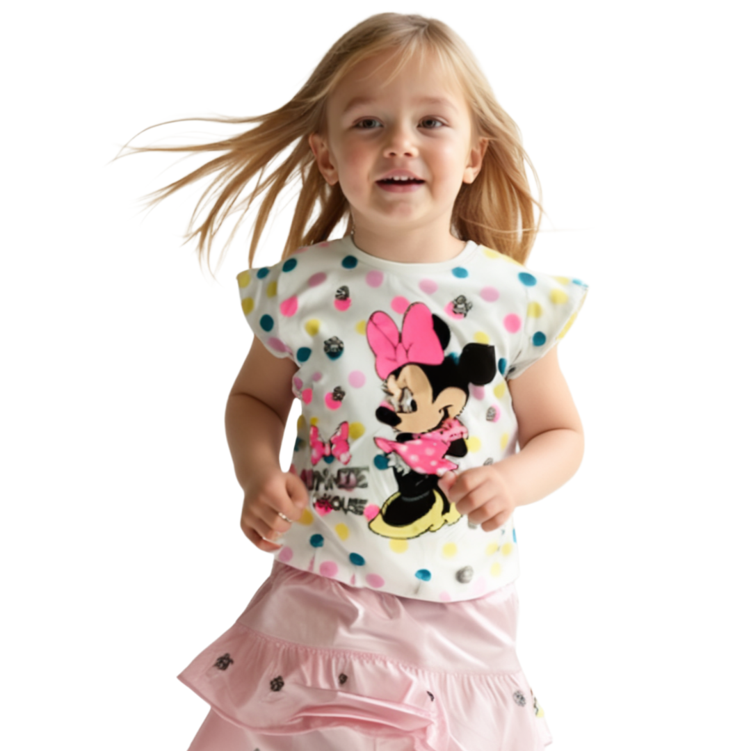 Kinderbekleidungs Set aus 100% Baumwolle, buntes Design, T-Shirt und Rock, verschiedene Größen